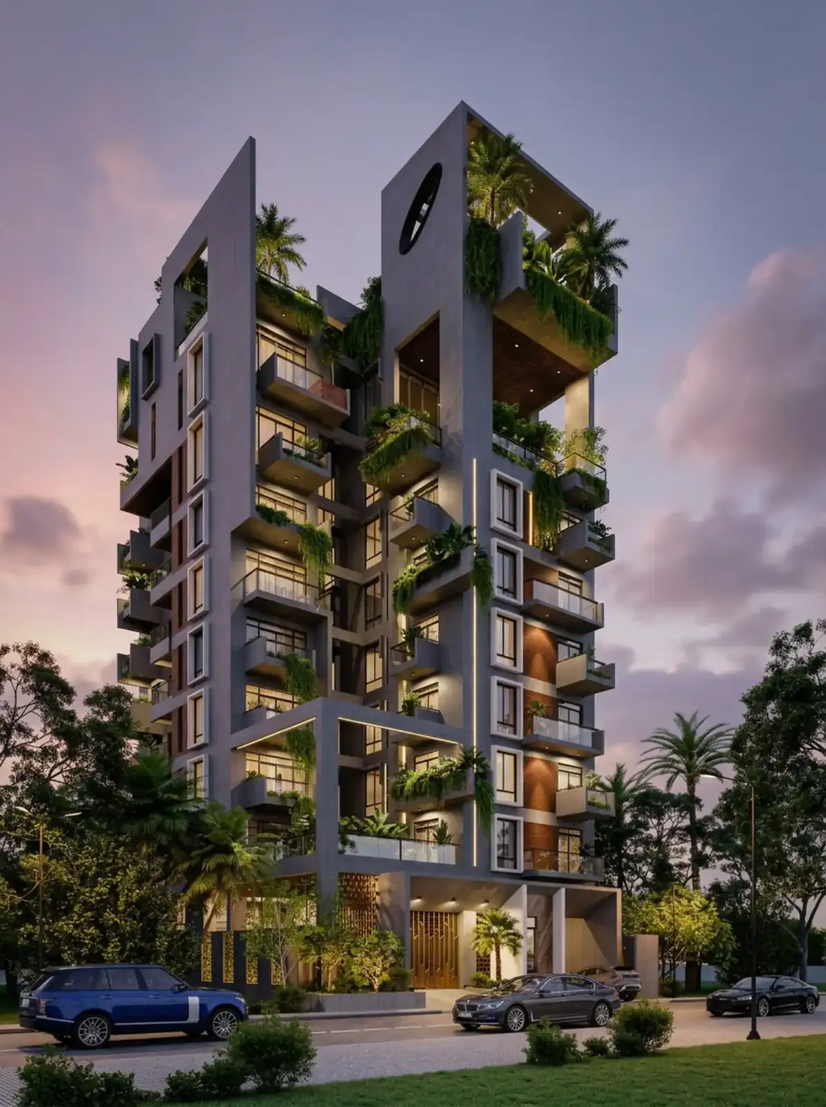 Cantilevered sky terraces