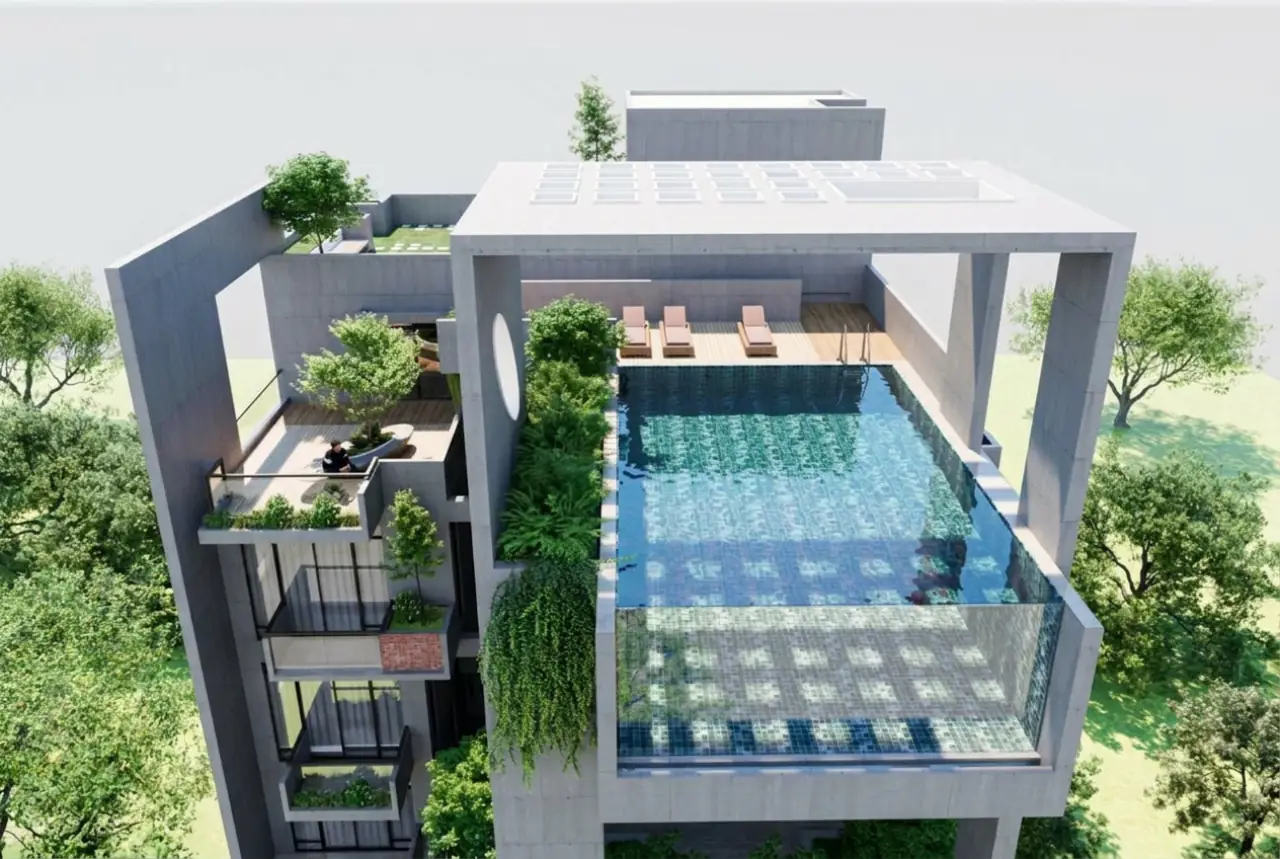 Rooftop infinity pool & pergola