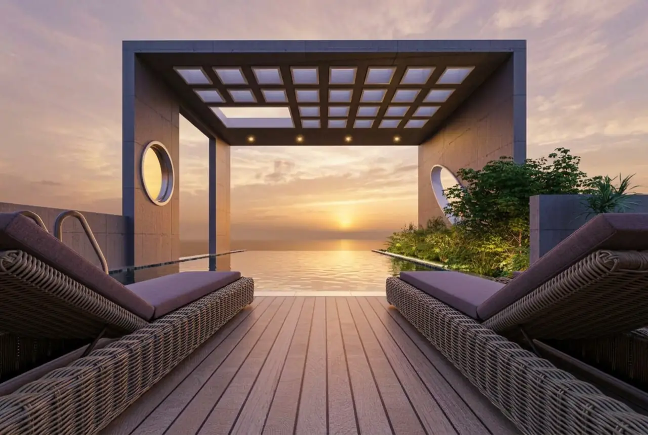 Sunset deck above the city